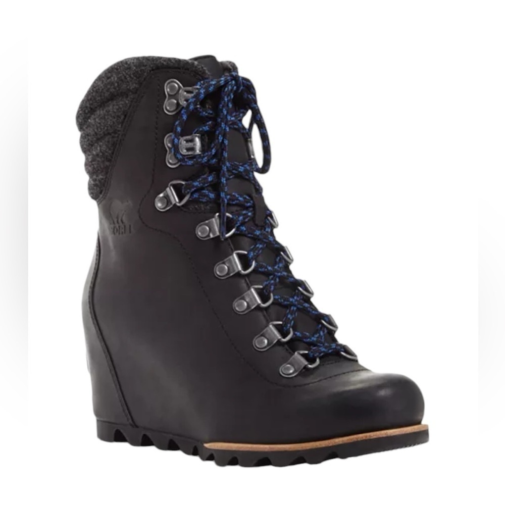 Sorel Women's Conquest Lace Up Wedge Booties Black 8.5